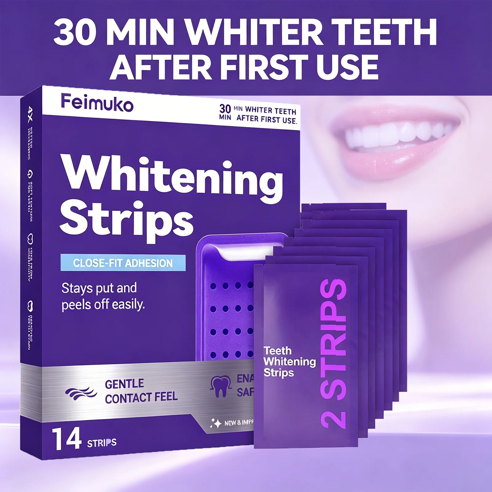 Purple Teeth Whitening Strips – Enamel-Safe Brightening Care for Sensitive Teeth