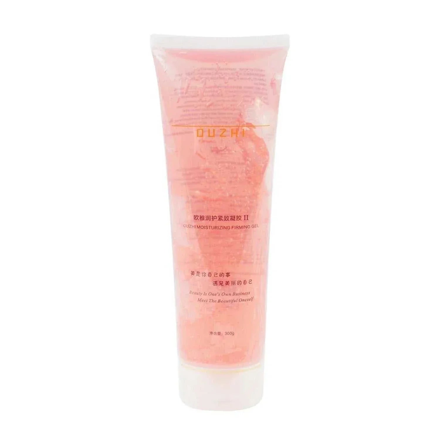 Ultrasonic RF Gel in a translucent pink 300g squeeze tube with white cap and printed labeling