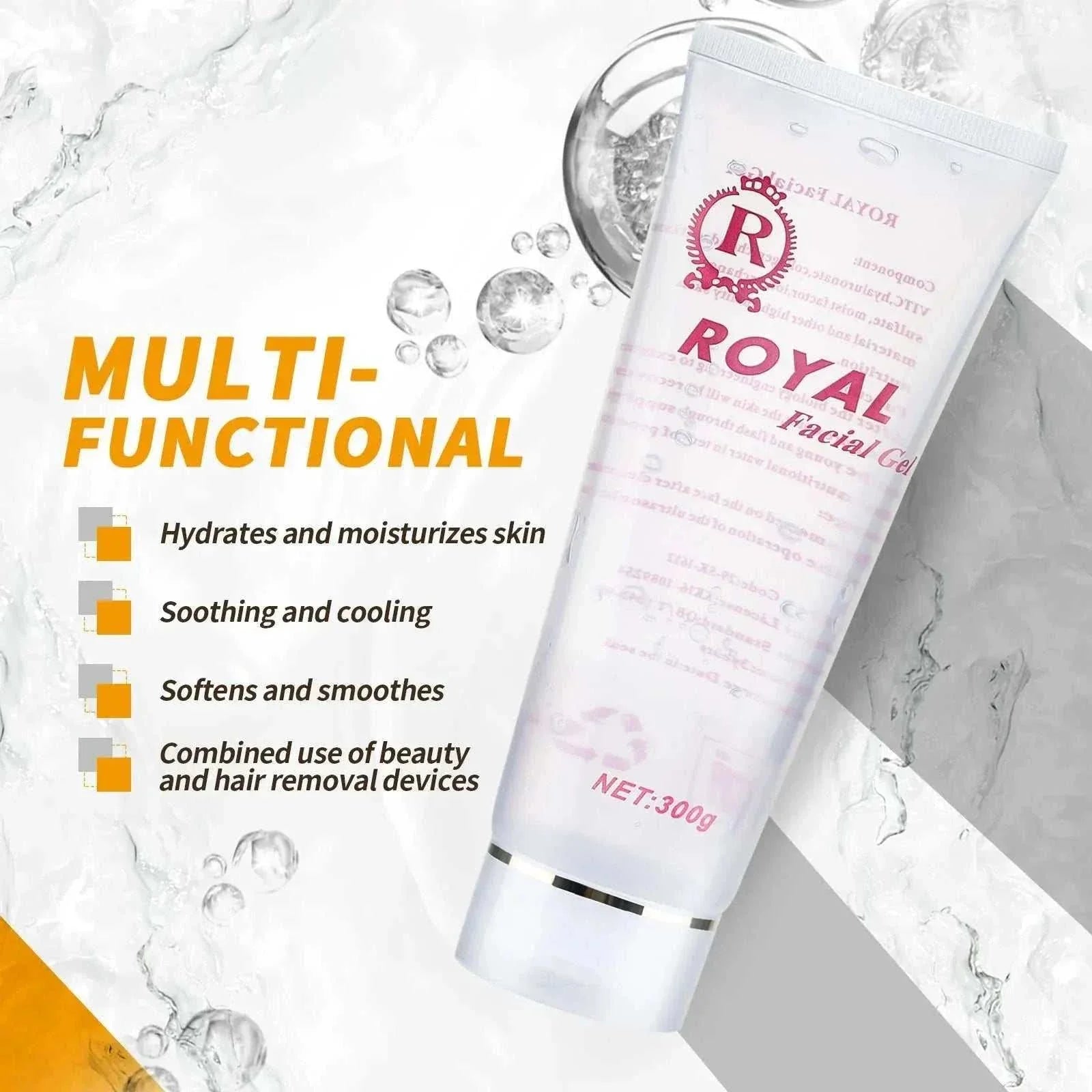 Ultrasonic RF Gel in a white 300g tube with Royal Facial branding and multi-functional skincare text